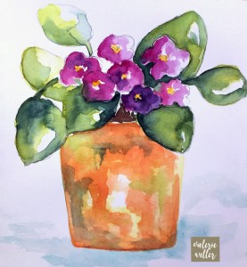 Pot of Violets-sketchbook